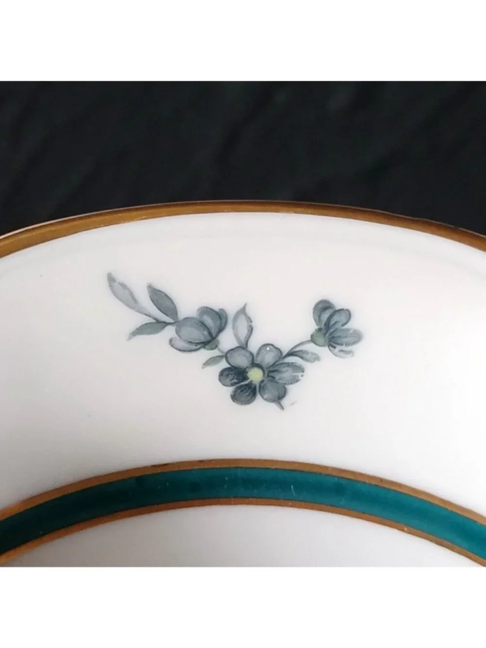 Vtg Royal Bayreuth Teal Tulip Fruit /Dessert/ Sauce Bowl Floral Design Gold Trim